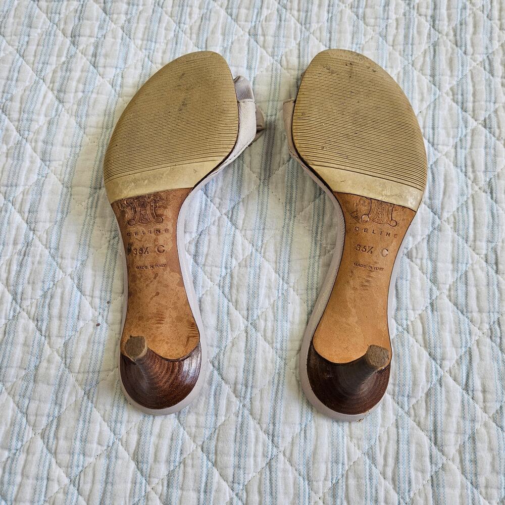Celine Kitten Heel Mules Brown Leather Bow Detail - Size 36.5 EU - Picture 4 of 6